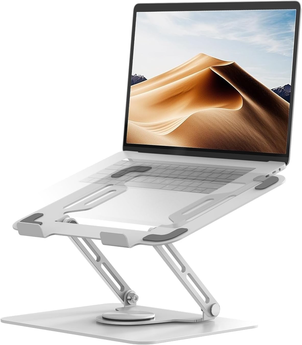 McStorey Taşınabilir Katlanabilir Ayarlanabilir Laptop Standı – Alüminyum, Ergonomik Dizüstü Bilgisayar Yükseltici, Kademeli Yükseklik Ayarı, Tüm Laptoplar İçin Uyumlu 10 inç-17 inç Gümüş