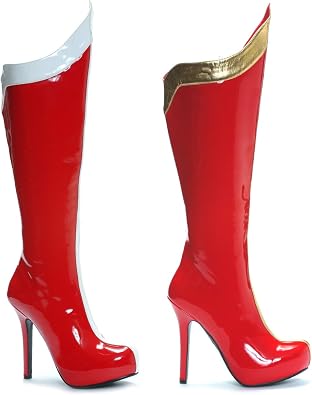 ELLIE 517-COMET 5.5" Heel Knee Boot, Red w/Wht, 10 Size