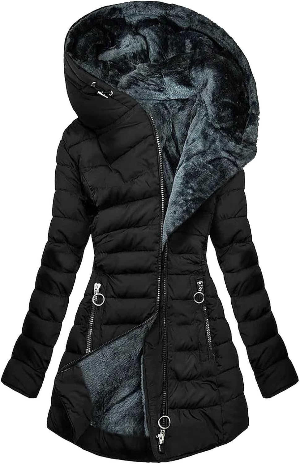 Lastesso Womens Winter Warm Thicken Long Outwear Fall Winter Warm Wool Blend Lined Coats Pockets Coat Comfy Parka Jacket