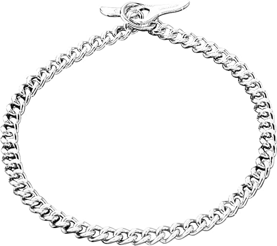 Herm Sprenger Chrome Plated Steel Dog Training Collar with Flat Narrow Round Links Toggle Closure Dog Chain for Small Medium Large Dogs Made in Germany (20 inches (50 cm))