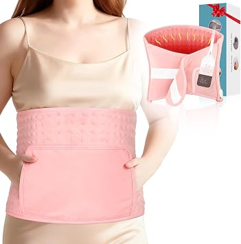 51" Heating Pad for Period Cramps Built with Hand Warmer Pocket, Controller Pocket & 9.84ft/3M Extra-Long Cord, Adj. Temp Timer Auto Shut Off Wrap Around Heated Pad for Women Back Abdomen Pain Relief