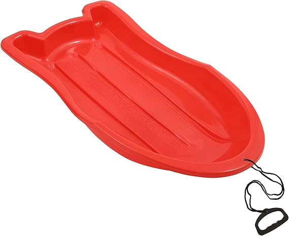 Superio Toboggan Snow Sled- 37 Plastic Slider for Kids and Adults- Heavy Duty Sled for 1 Rider with Pull Ropes for Downhill Sledding, Winter Outdoor Sports