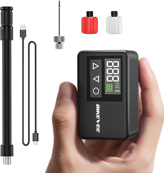 Mini Bike Pump Electric, 120 PSI Portable Bicycle Tire Inflator with Digital Gauge, Auto Shut-Off, Presta & Schrader Valve for Road Bike MTB E-Bike Cycling