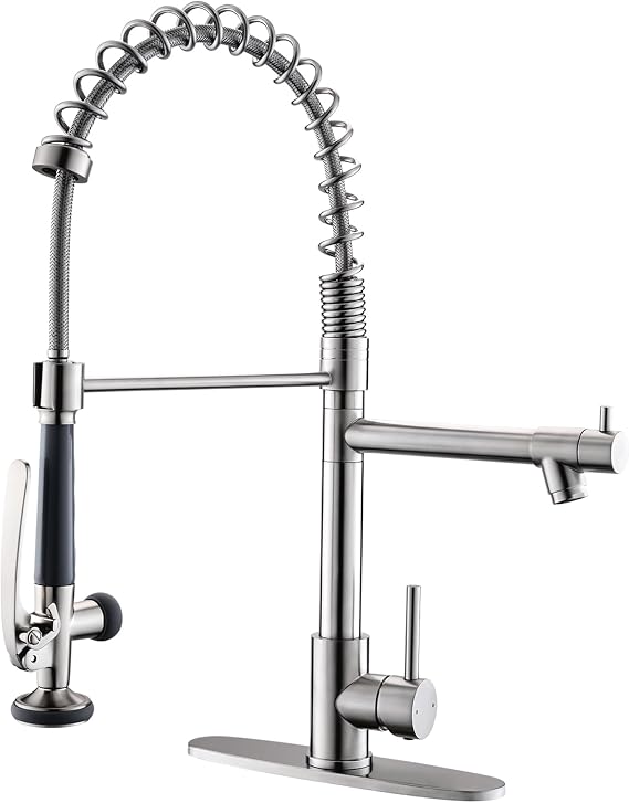 Fapully Kitchen Faucet with Pull Down Sprayer, Brushed Nickel