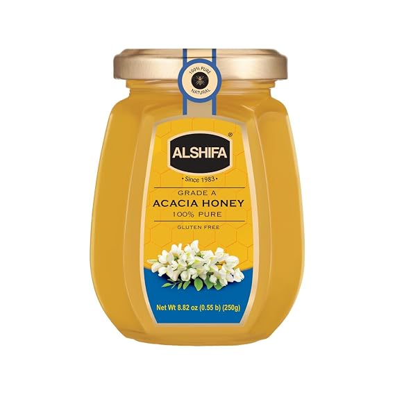 ALSHIFA Acacia Honey 8.81oz (250g) | Pack of 1 | Mono-floral Honey | Unique & Healthy from the Acacia Blossom | No Added Sugar | Glass Bottle
