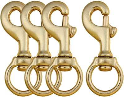 AOWESM Flag Clips Heavy Duty Solid Brass Swivel Snaps Hook for Rope, Flag Pole Hardware to Attach with Rope, Dog Chain, Leather Craft 3-14 Inch, 4 Pack