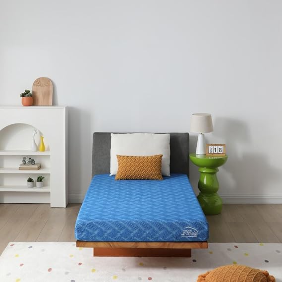 L'Baiet Cooling Memory Foam Mattress - 6 Inch Full Size - Blue - Medium Firm Bed in a Box - Breathable Plush Soft Cool Memory Foam - CertiPUR-US Certified - Fiberglass Free - Safe for Kids and Adults