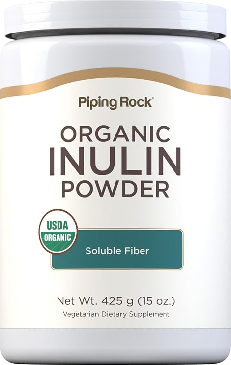 Piping Rock Organic Inulin Powder | 15 oz | Soluble Fiber Supplement | FOS Powder | Vegetarian, Non-GMO, Gluten Free