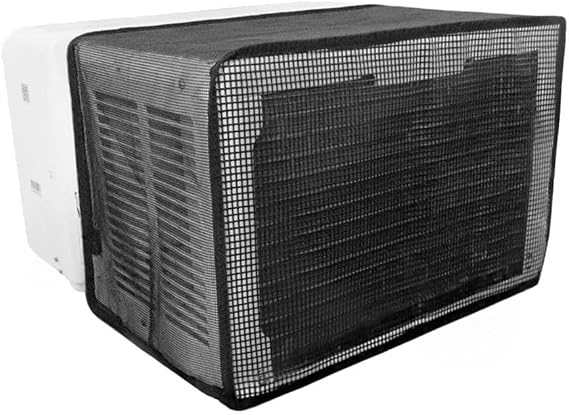 U-Shaped For Window Air Conditioner Mesh Cover Compatible with For Midea 8000/10000/12000 BTU Units | Breathable Polyester Outdoor Protector for Leaves and Debris |(black)