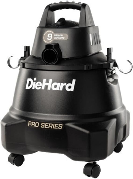 DieHard: Wet Dry Shop Vacuum - 9 Gallon, 5 HP - Black Portable Vac w/Blower, Extension Wands & Tools, Caster Wheels, Garage-Mess-Jobsite Appliance