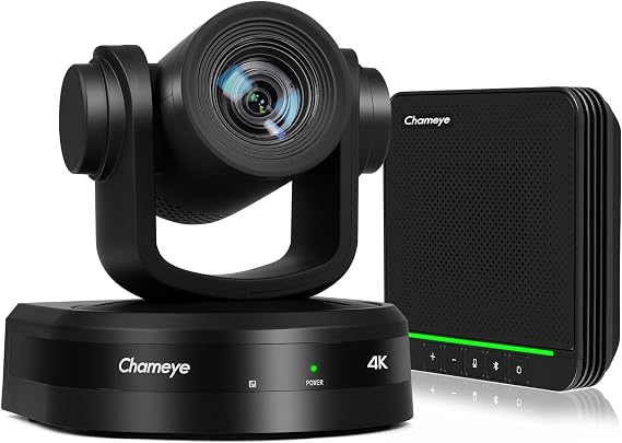 Chameye 4K AI Tracking Video Conferencing System with Speakerphone, 20x Optical Zoom with PoE USB3.0 HDMI PTZ Camera & Bluetooth Microphone, PTZ Camera Bundle for Large Room Online Meetings,CB201