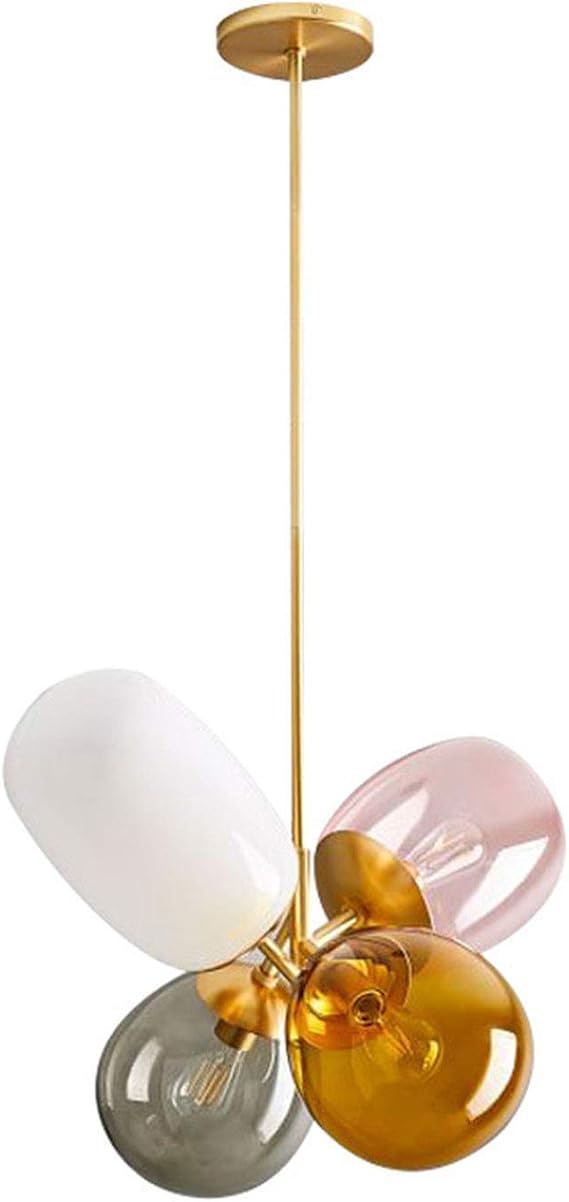 Colorful Pendant Light Lighting Modern Gold Globe Pendant Lighting Stained Glass Balloon Chandelier Light Fixture Colored Glass Pendant Lights Kitchen Island for Kids Room