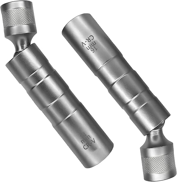 14mm&16mm Spark Plug Socket, Thin Wall Magnetic Swivel Spark Plug Socket Set, Universal Joint 12 Point 3/8" Drive Spark Plug Removal Tool Compatible with BMW Nissan and More, Car Accessories