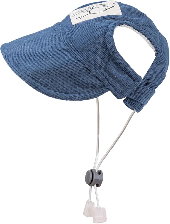 Pet Dog Baseball Cap, Cat Hat, Cat Dog Sun Cap with Ear Holes, Adjustable Puppy Outdoor Sun Hat (Blue, Small)