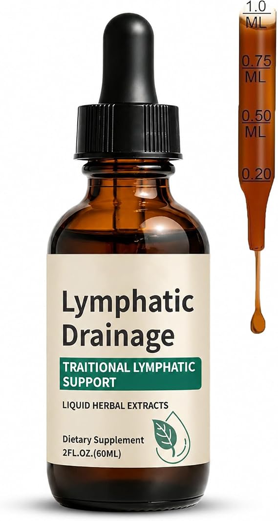 Lymphatic Drainage Drops, Fluid Retention Alcohol-Free, Vegan | with Elderberry & Echinacea Dandelion, Supports Lymphatic Drainage, Immune System & Detox 2 fl oz (1pcs)