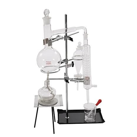 500ML Distillation Glass Kit Steam for Essential Oil | High borosilicate glass; accurate thermometer; 500ml large capacity; detachable easy-clean design