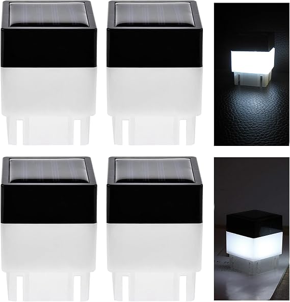kingsea 4 Pack Solar Post LED Lights 2in x 2in Waterproof Outdoor Solar Powered Fence Post Lights for Garden Patio Cap Lights