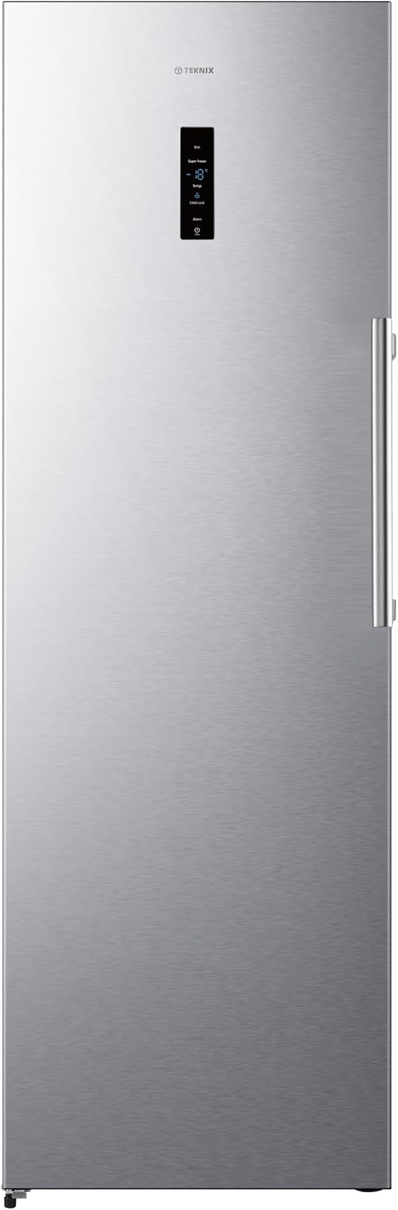 Teknix TH60TNFX 60cm Freestanding Tall Freezer - 274L Capacity - Frost Free - Metal Tech Cooling - Digital Controls - Stainless Steel, H185.5 x W59.5 x D65.1 (cm) [Energy Class E]