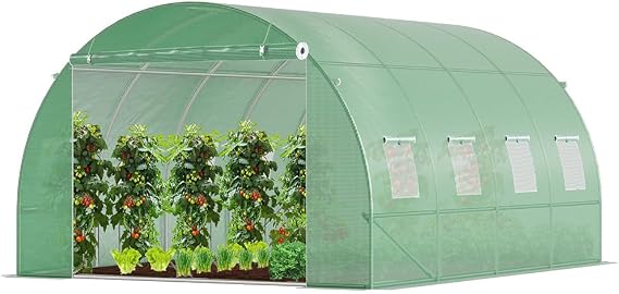 VOUNOT® Polytunnel Greenhouse 4x3x2m 12m² Poly Tunnels Gardening Walk In Pollytunnel Tent with Steel Frame