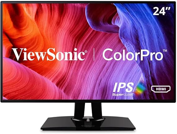 ViewSonic VP2468 24-Inch Premium IPS 1080p Monitor with Advanced Ergonomics, ColorPro 100% sRGB Rec 709, 14-bit 3D LUT, Eye Care, HDMI, USB, DP Daisy Chain for Home and Office