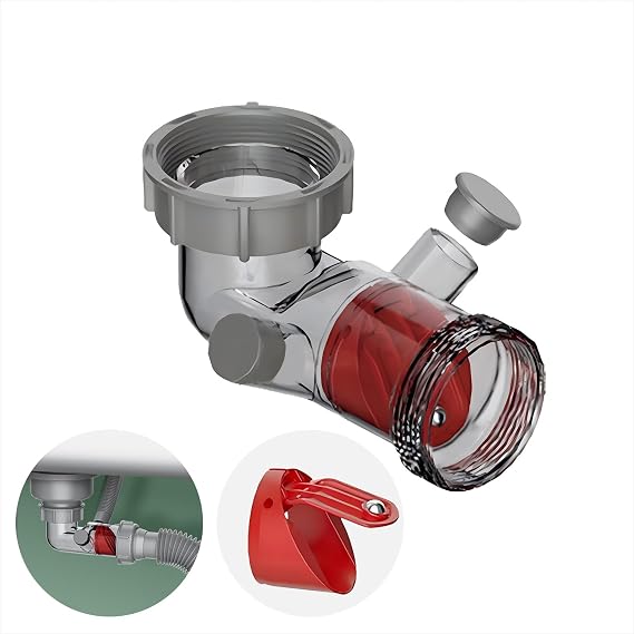 Siphon DN40 P Siphon Replacement Upgrade with Visible Backflow Preventer and 2 Overflow Ports for Kitchen Bathroom and Waste Disposal Sink Drains
