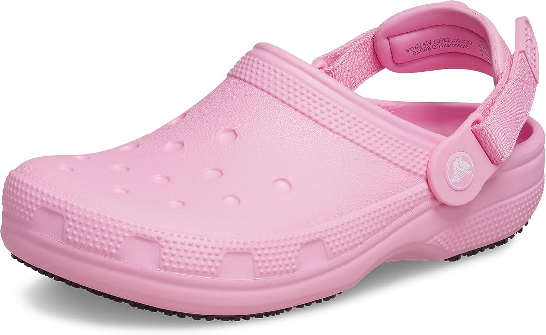 Crocs Classic Work Clogs Pink Tweed Slippers, 10 Women/8 Men