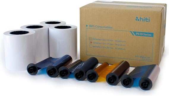 HiTi P510 5x7" Ribbon and Paper Case, 4x 190 Sheet Rolls (Total 760 Prints)