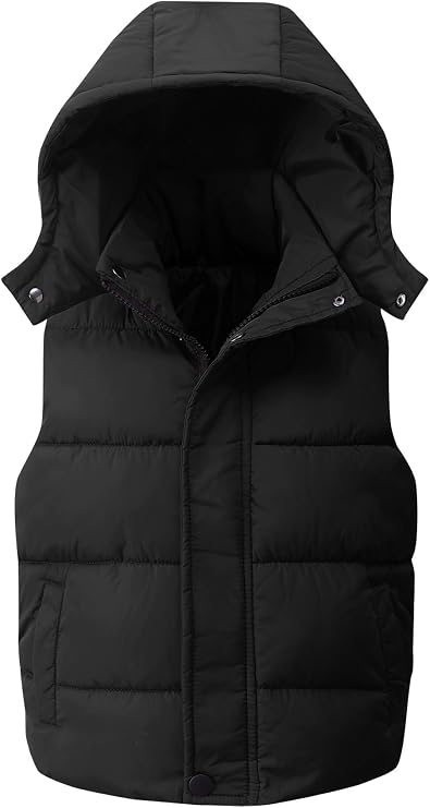 Happy Cherry Kids Hooded Puffer Vest Zip up Padded Winter Sleeveless Jacket