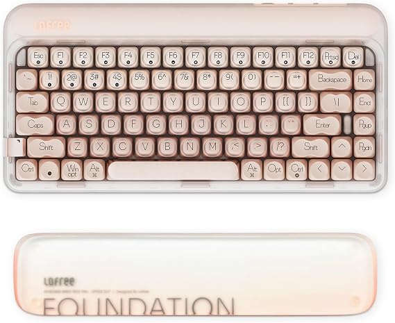 LOFREE DOT Foundation Mechanical Keyboard with Jelly Palm Rest, 75% Rechargeable Hot-swappable Keyboards with 3 Types Connection for Windows, Mac OS/Pink GATERON Baby Racoon Switches