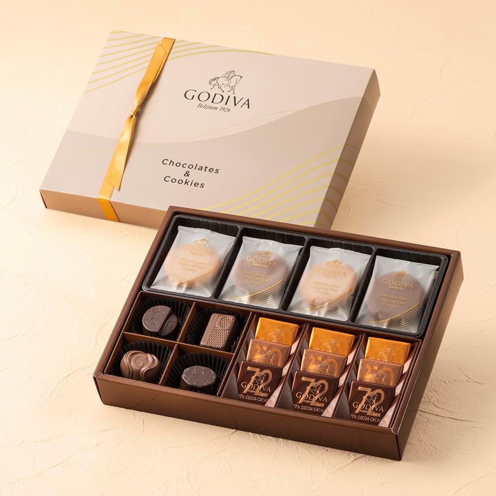 GODIVA Gift Sweets Chocolate & Cookie Assortment Includes 13 Chocolates  8 Cookies