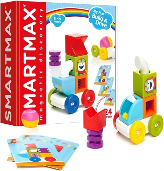 SMARTMAX MY First Build & Drive Toddler Toys, Magnetic Tiles Construction