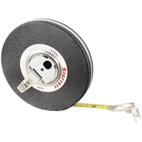 Starrett 530-100 3/8" x 100' Closed Reel Steel Long Tape Measure with Steel Case (65946)