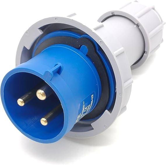 Elecbee 32A 220V-250V 3 Pin 50/60Hz 3P 6h 2P+E Waterproof IP67 CEE/IEC Industrial IEC60309 Male Industrial Plug Blue