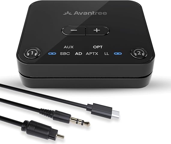 Avantree Audikast 3 Bluetooth TV Transmitter for 2 Headphones