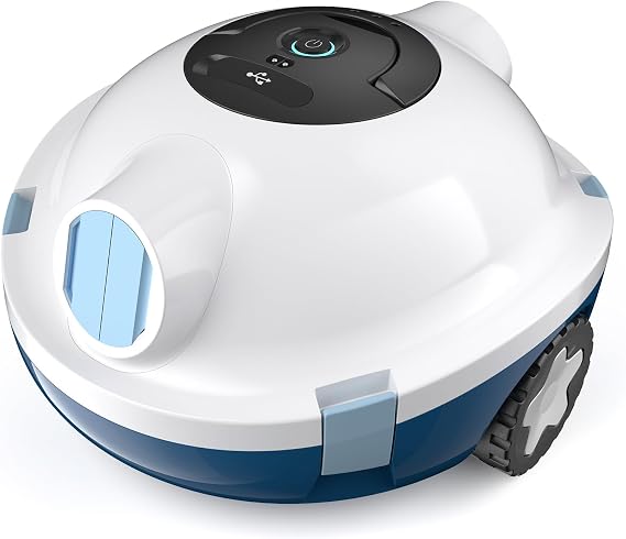 Y10 Robotic Pool Cleaner,Cordless Pool Vacuum with 150 Mins Runtime,High Efficiency Dual Suction Power,Self-Parking&Smart Navigation for Above-Ground & Flat Inground Pools up to 1300 sq.ft (White)