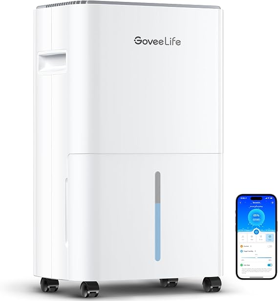 GoveeLife Smart Dehumidifier for Basement Upgraded, Max 50 Pint Energy Star Certified WIFI with Drain Hose Continuous Drainage, Remote Control Dehumidifiers Home, Bathroom, Closet