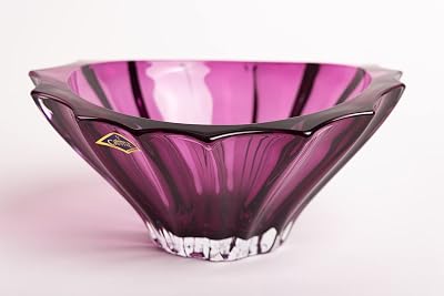 Czech Bohemian Crystal Glass Bowl-Vase 8 Deep Purple Plantica Vintage European Design Elegant Centerpiece Fruits Desserts Home Decor Birthday Wedding Housewarming Anniversary