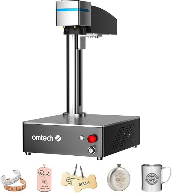 OMTech 30W Fiber Laser Engraver, LightBurn Compatible Laser Marking Machine with Red Dot Pointer for Metal Marking, 5.9"x5.9" Metal Etching Machine with 100,000 Hour Lifespan EZCad Included
