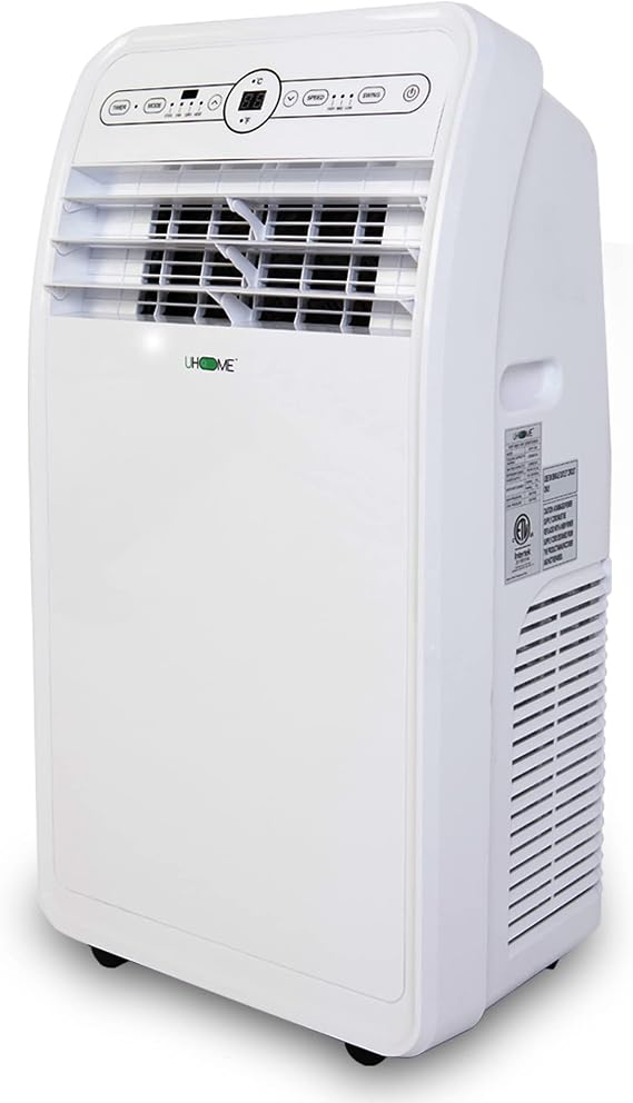 Uhome 12,000 BTU, 2024 New Portable Air Conditioner with Heat, 4-in-1 function Dehumidifier & Fan, Cools & Heats Space up to 450 Sq.ft, Remote Control and Window Kit Included, White