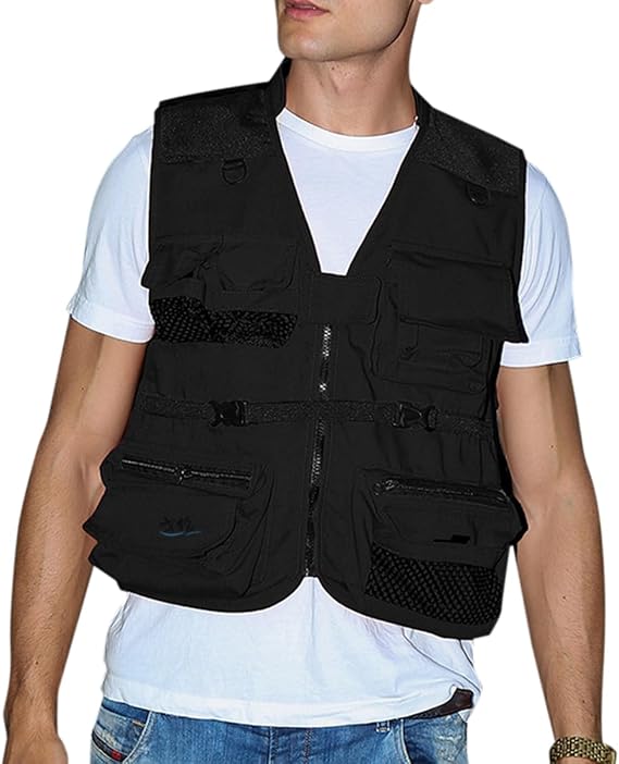 YOUTHUP Men's Lightweight Fishing Vest Work Travel Cargo Vest