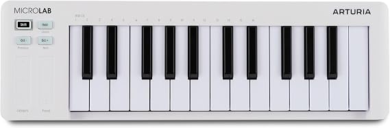 Arturia MicroLab Mk3 Universal MIDI Controller, White | Key details: Mk3, Universal MIDI Controller for Music Production, White