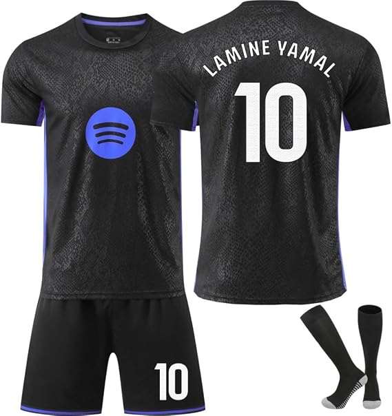 10 Lamine Yamal 8 Pedri 9 Lewandowski 11 Raphinha 14 Rashford Black Away Barsa Football Jerseys Suit 26 New Jersey Children Kids Boys Men's Sport Training Soccer T-Shirt Outfit Football Jerseys