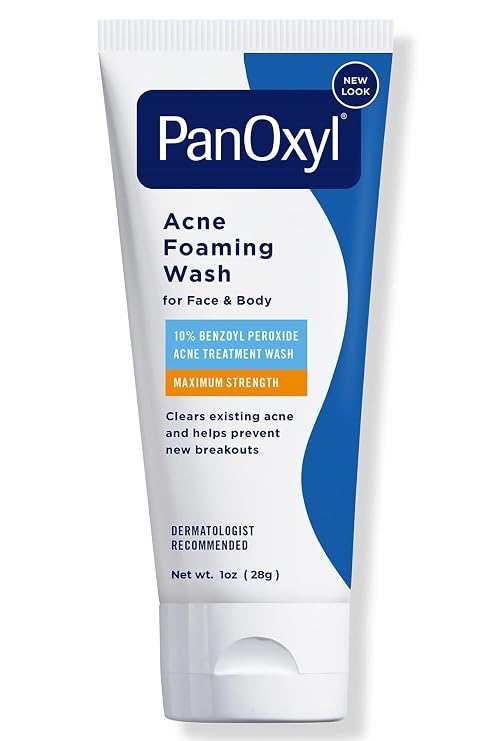 PanOxyl Acne Foaming Wash Benzoyl Peroxide 10% Maximum Strength Antimicrobial, 5.5 Oz