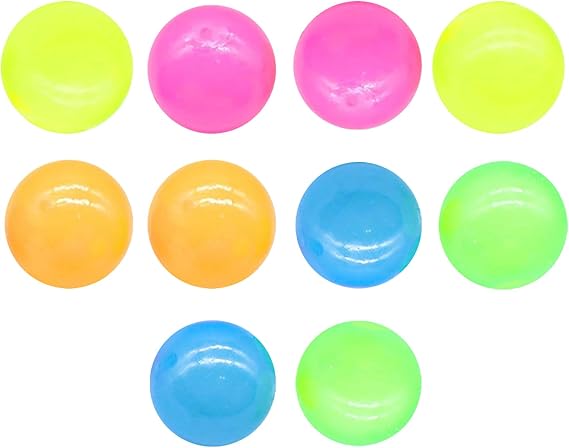 10 Pack Glorbs Balls, Glow Sticky Balls Glows in the Dark Ceiling Balls, Sticky Wall Balls Fidget Toys Kids Adults, Stress Relief Sensory Toys Reusable Glowing Stress Balls Home Office (Mult,4.5cm)