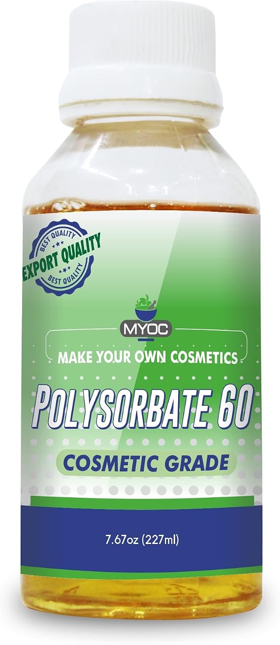 Polysorbate 60 Liquid - (227 ml) Pure Cosmetic Grade For Facial Cleansers, Oils, Moisturizers and Textile Dyeing, Paraben Free