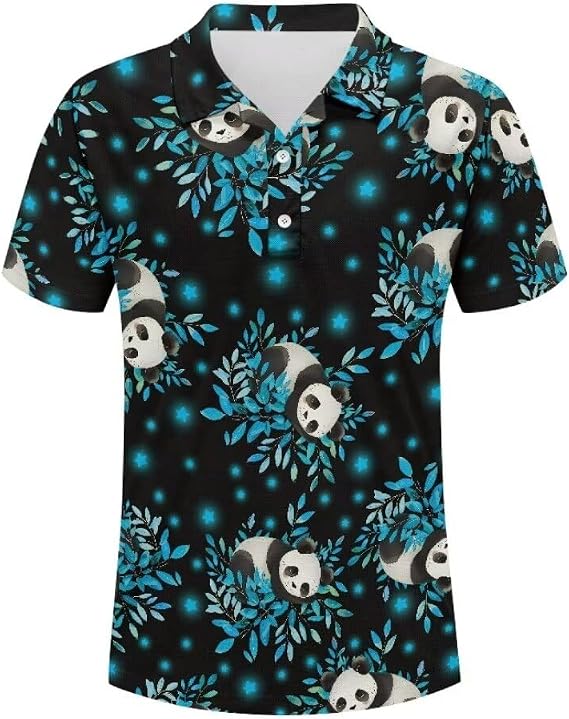 Pinupub Classic Golf Polo Shirts for Mens Regular Fit Short Sleeve Summer Hawaiian Polo Shirt