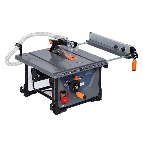 Dust Free Table Saw 8-1/2 Inch, 15Amp Portable Benchtop Jobsite Table Saw, 5000RPM Table Saw for Jobsite, with Stand, Push Stick, Fench for Woodworking, 90Cross Cut & 0-45Bevel Cut