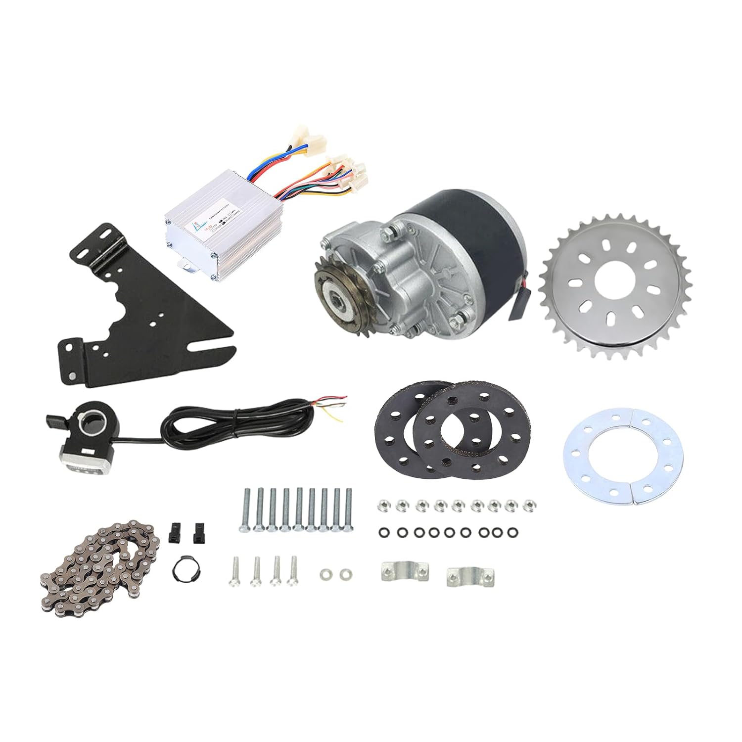 350W 36V Electric Bicycle Brush Motor, E-Bike Conversion Kits E-Bike Electric Controllers Electric Bike Conversion Thumb Kit WFreewheel for CommonMountain Bike