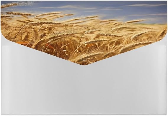 Plastic File Folders with Snap,Wheat Harvest Clear Folders File Bags File Organiser File Wallet Expandable File Folder, Document Storage Organizer