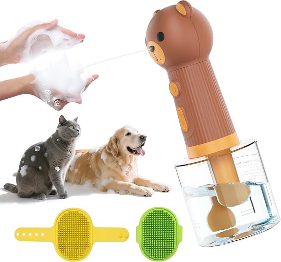 Dog Shampoo Foamer with Brush, Electric Foaming Soap Dispenser [Energy Class A]